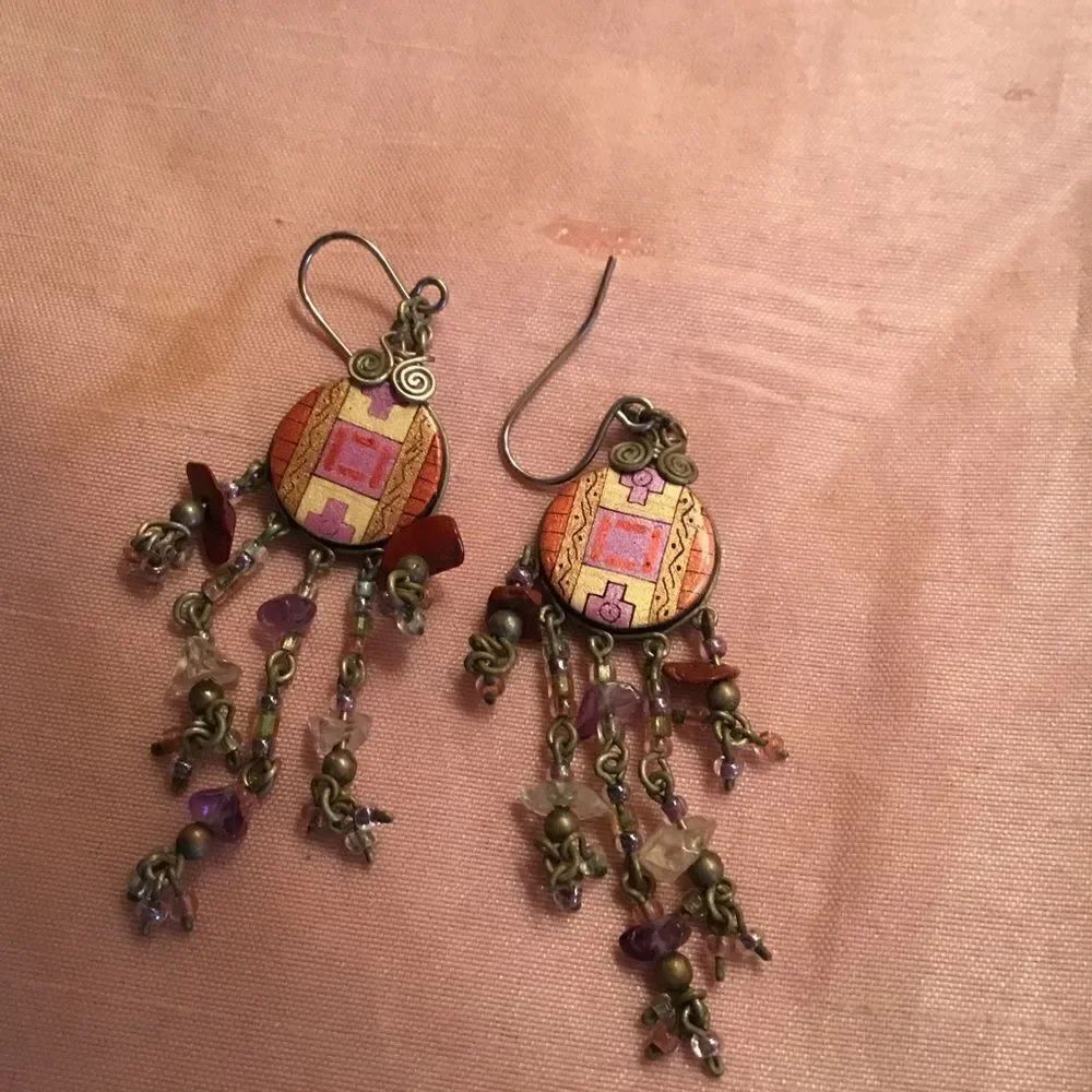 Silvertone Fishhook Dangle Earrings - Picture 3 of 5